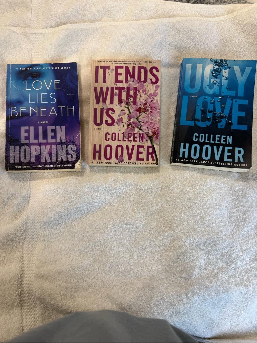Books by Colleen Hoover and Ellen Hopkins